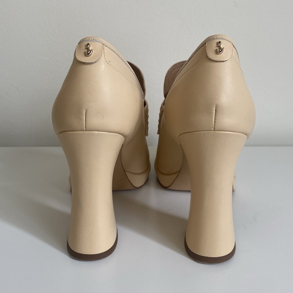 Sam Edelman Women's Jeanette Block Heel Leather Loafer Pumps Size 9 Cream Color - Picture 6 of 14